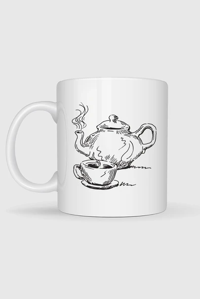 Çay Kahve Cafe Çizim İçecek Tasarımlı Kupa Bardak - Resim 2