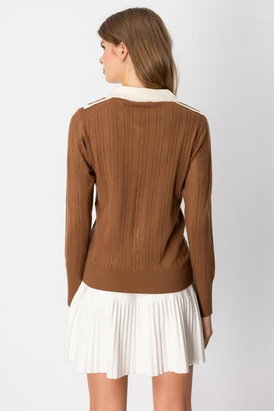 66460 ONTEKS ÖNÜ DÜĞMELİ YAKALI TRİKO KAZAK - Resim 12