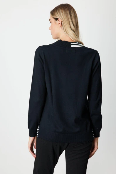 65378 ONTEKS V YAKA YAKASI RİBANALI KAZAK - Resim 4