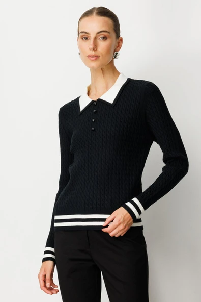 65332 ONTEKS POLO YAKA UZUN KOL KAZAK - Resim 3