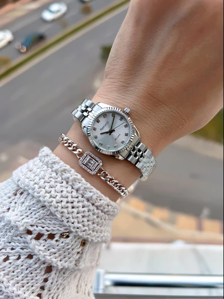 Ferrucci Vintage Mini Çelik Kordon 2 Yıl Garantili Yeni Sezon 30 Mt Suya Dayanıklı Kadın Kol Saati B.03412.M1 - Resim 2