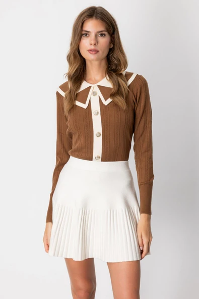 66460 ONTEKS ÖNÜ DÜĞMELİ YAKALI TRİKO KAZAK - Resim 3