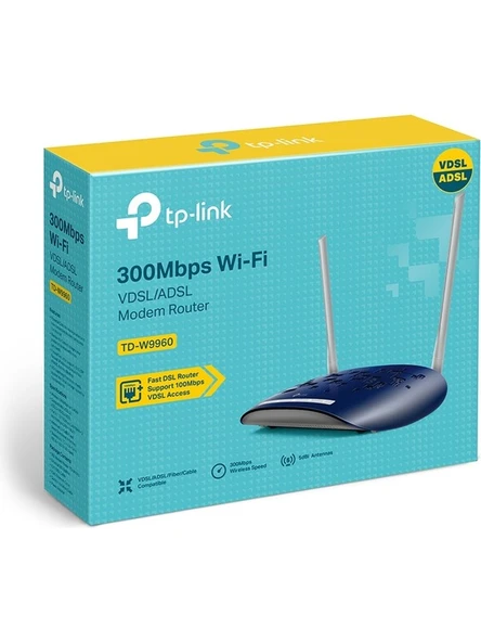 TD-W9960 | WiFi 4 VDSL/ADSL Modem Router | 2 Harici Anten | 300 Mbps | 4 Ethernet Portu | Kolay Kurulum | Dual Band Desteği | Tüm ISS’lerle Uyumludur - Resim 4