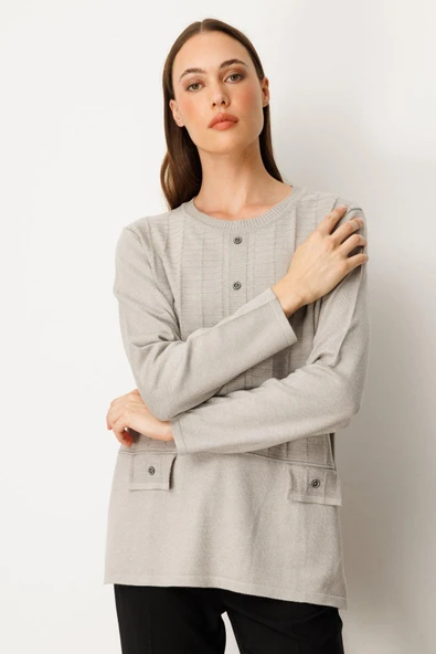 65358 ONTEKS DÜĞMELİ KAZAK - Resim 2