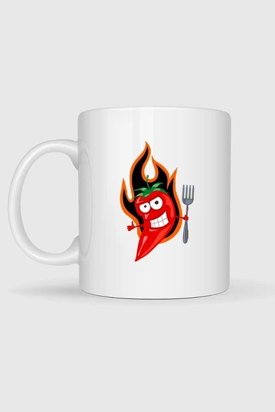 Kırmızı Acı Biber Logosu Tasarımlı Kupa Bardak - Resim 2