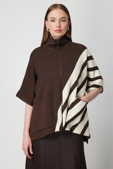 65909 ONTEKS PANÇO ÇİZGİLİ DİK YAKA - Resim 2