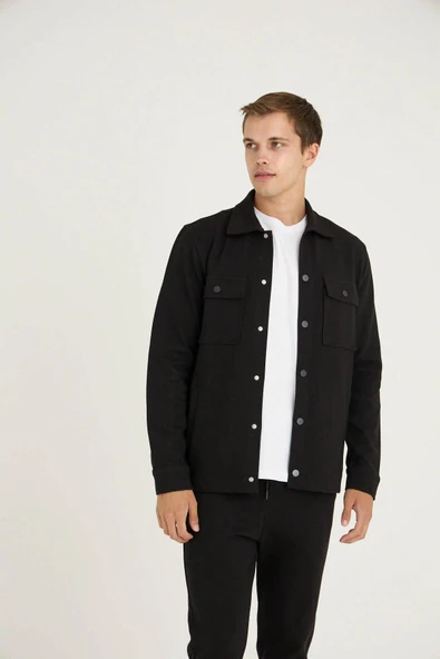 Kly Erkek Comfort Fit Çıtçıtlı Gömlek Kısa Kol T-shirt Jogger Pantolon 3'lü Eşofman Takım - Resim 7