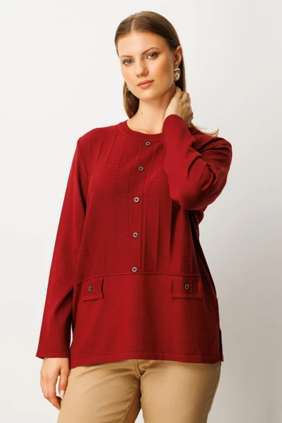 65358 ONTEKS DÜĞMELİ KAZAK - Resim 9