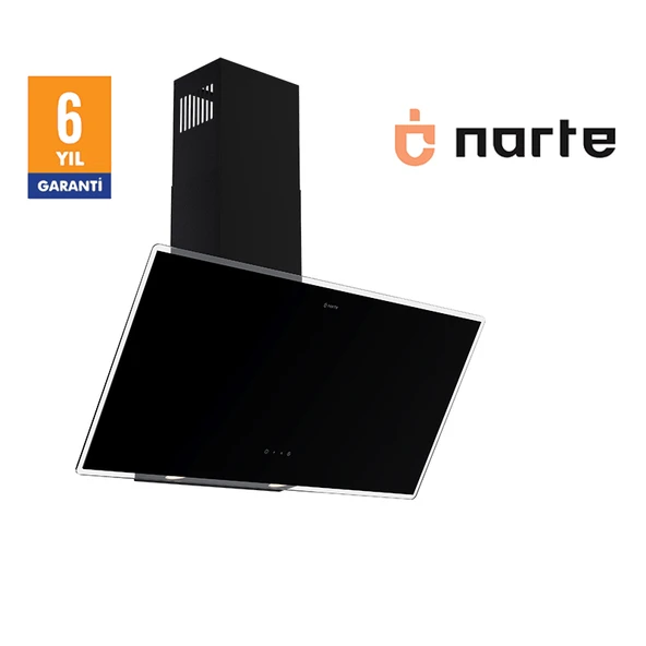 NARTE-H20190B 90CM SİYAH CAM EĞİMLİ DAVLUMBAZ - 6 YIL GARANTİLİ - Resim 2