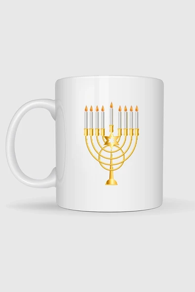 Hanukkah Menorah Yahudi Bayramı Tasarımlı Kupa Bardak - Resim 2