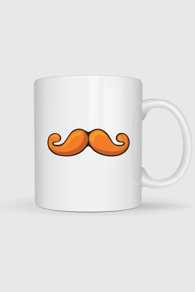 Turuncu Bıyık Sanat Tasarımlı Kupa Bardak ürün görseli