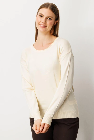 65359 ONTEKS KAZAK ÇİÇEK İŞLEMELİ DİK YAKA - Resim 6