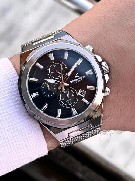 Daniel Klein Erkek Kol Saati 30 Metre Suya Dayanıklı Çelik Kordon + Bileklik Hediyeli  VS.BLKT.0684 - Resim 3