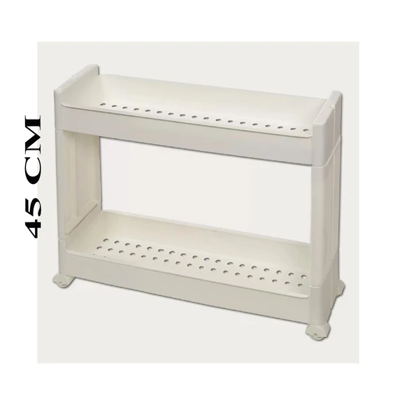 Slim Organizer 2 Katlı Plastik Banyo / Mutfak Düzenleyici Raf – Beyaz (49,5 × 14 × 45 cm) - Resim 3