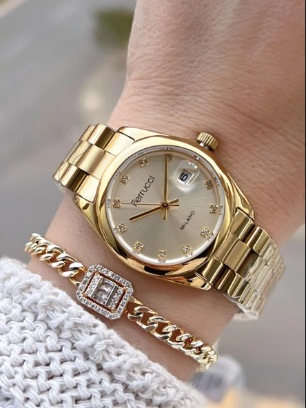 Ferrucci Vintage Seri 2 Yıl Garantili Yeni Sezon 3 Atm Suya Dayanıklı Kadın Kol Saati B.03609.2 ürün görseli