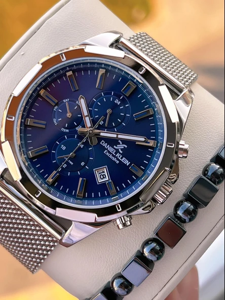 Daniel Klein Erkek Kol Saati 30 Metre Suya Dayanıklı Çelik Kordon + Bileklik Hediyeli  VS.BLKT.0687 ürün görseli