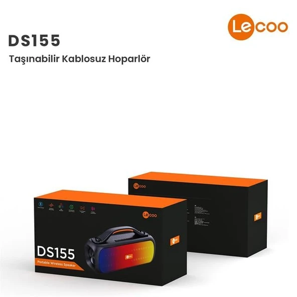 Lenovo Lecoo DS155 TWS Stereo Boombox Taşınabilir Hoparlör 30W Kablosuz Bluetooth 5.0 RGB IPX5 - Resim 5
