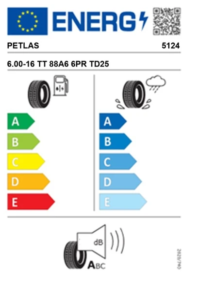 Petlas 6.00-16 TT 88A6 6PR TD25 Traktör Ön Lastiği (Üretim Tarihi:2025) - Resim 2