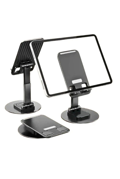 Vos Versa Telefon ile Tablet Standı Masaüstü Kaymaz Metal Kasalı 360 Derece Dönebilir ve Katlanabilir VK1013 ürün görseli