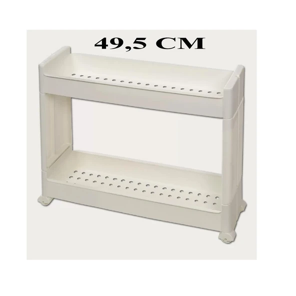 Slim Organizer 2 Katlı Plastik Banyo / Mutfak Düzenleyici Raf – Beyaz (49,5 × 14 × 45 cm) - Resim 2