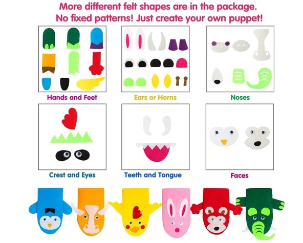 Watinc Keçe El Kuklası Yapım Seti 6 Adet - Resim 3