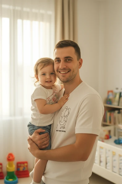 Çizgisel Kişiye Özel Fotoğraf Çizim Baskılı T-Shirt - Resim 2