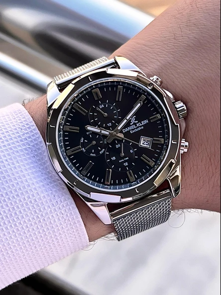 Daniel Klein Erkek Kol Saati 30 Metre Suya Dayanıklı Çelik Kordon + Bileklik Hediyeli  VS.BLKT.0685 - Resim 3