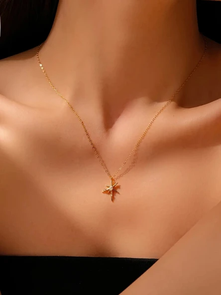 Stella Kuzey Yıldızı Kadın Gümüş Kolye - Resim 2