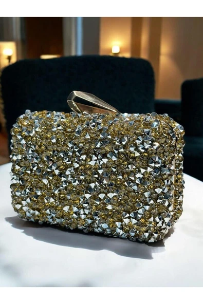 ​​​Kare Taşlı Abiye El Çantası 930190 - Resim 7