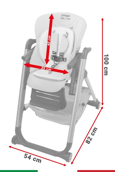 Prego Cappi Yükseklik Kademeli Sırt Kısmı Yatabilir Mama Sandalyesi - Resim 7