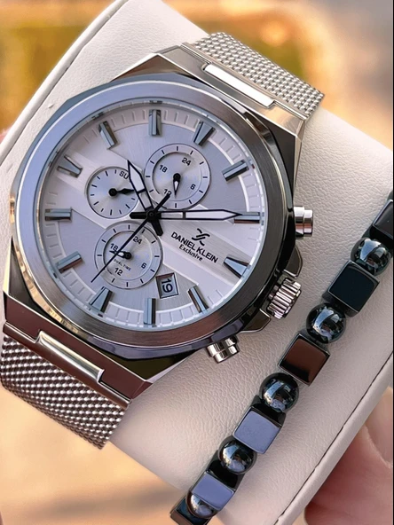 Daniel Klein Erkek Kol Saati 30 Metre Suya Dayanıklı Çelik Kordon + Bileklik Hediyeli  VS.BLKT.0683 ürün görseli