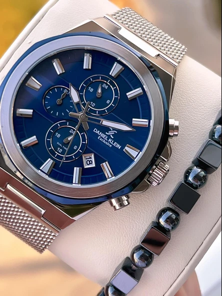 Daniel Klein Erkek Kol Saati 30 Metre Suya Dayanıklı Çelik Kordon + Bileklik Hediyeli  VS.BLKT.0682 ürün görseli