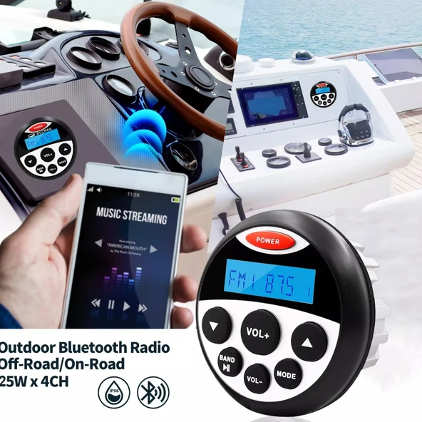 Guzare GR304 Su Geçirmez Bluetooth Marin Stereo Radyo - Resim 5