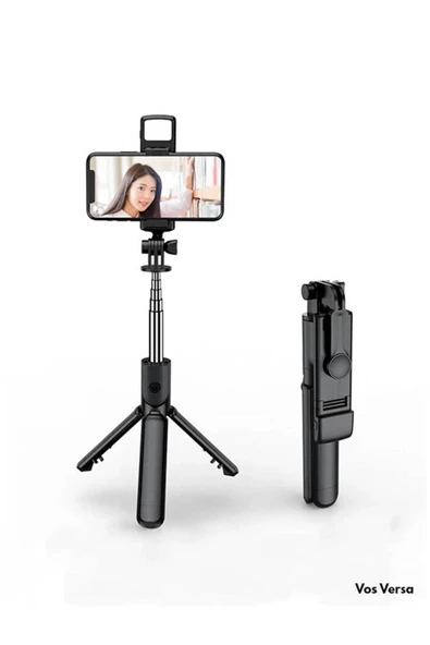 Led Işıklı Tripod Selfie Çubuğu Kablosuz Bluetooth Ile Uzaktan Kumanda ULS1001 - Resim 2