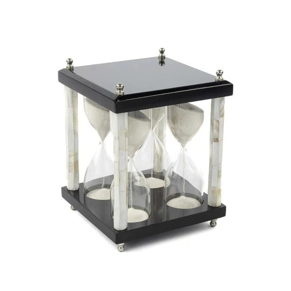 Mikasa Moor Siyah Sedef 4lü Dekor Kum Saati 15x15x20cm ürün görseli