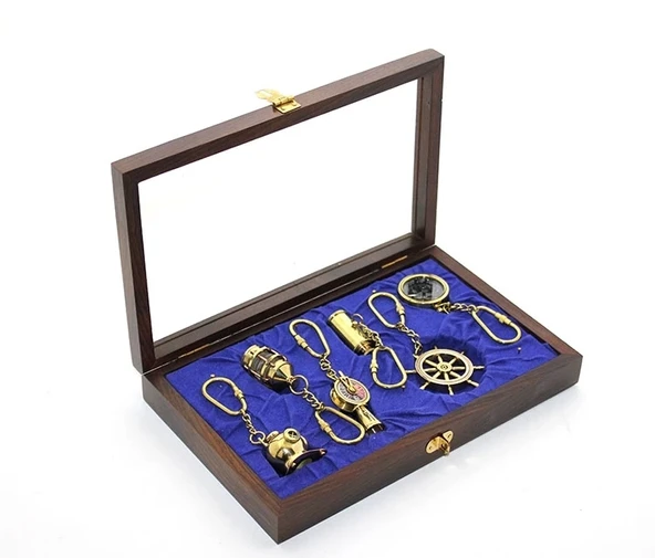 Ahşap Kutulu Pirinç 6'lı Anahtarlık Seti 2668 ürün görseli 1