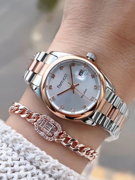 Ferrucci Vintage Seri 2 Yıl Garantili Yeni Sezon 3 Atm Suya Dayanıklı Kadın Kol Saati FC.F03609.5 ürün görseli