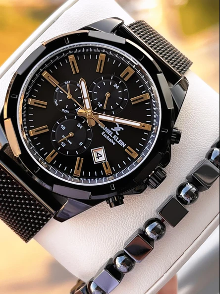 Daniel Klein Erkek Kol Saati 30 Metre Suya Dayanıklı Çelik Kordon + Bileklik Hediyeli  VS.BLKT.0686 ürün görseli