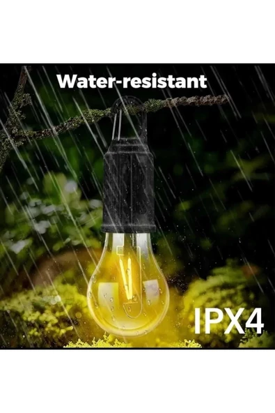 Taşınabilir Şarjlı Led Ampül Outdoor Kamp Bahçe Lambası 10w Askılı Kırılmaz Led Işık - Resim 6