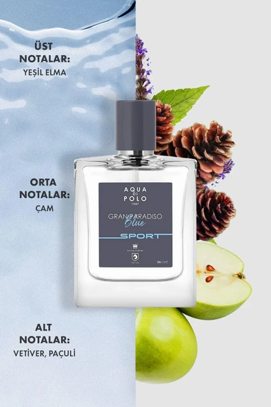 Aqua di Polo 1987 APCN000513 Gran Paradiso Blue Sport EDP 50 ml Erkek Parfüm - Resim 5