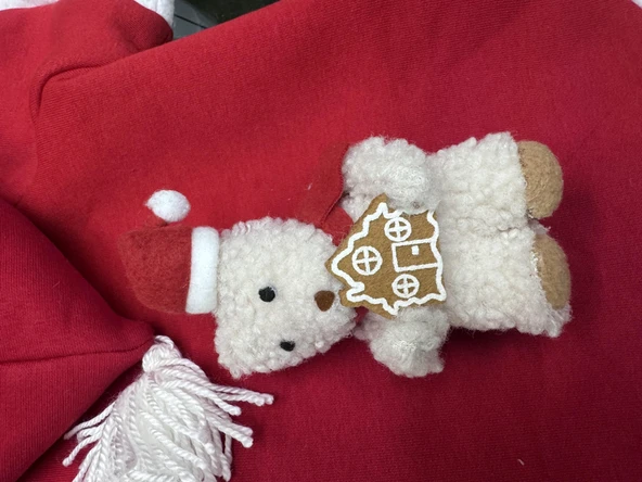 Snow Bear Kırmızı Xmas Köpek Kıyafeti | Kapüşonlu Polar Noel Sweatshirt | Küçük Irklar İçin - Resim 5