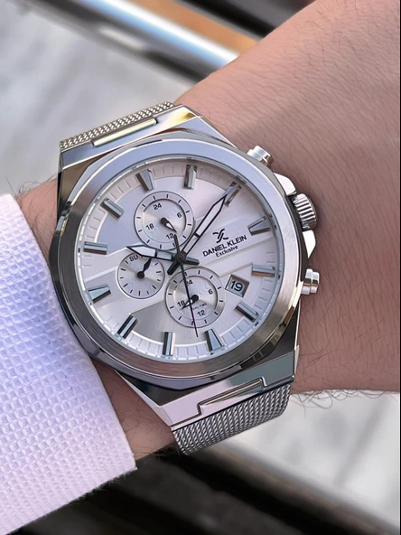 Daniel Klein Erkek Kol Saati 30 Metre Suya Dayanıklı Çelik Kordon + Bileklik Hediyeli  VS.BLKT.0683 - Resim 4