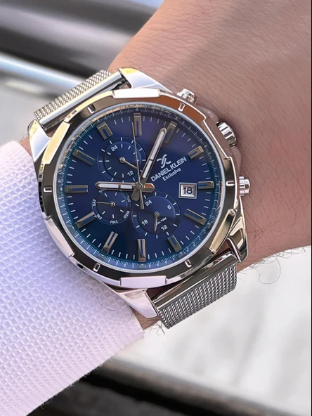 Daniel Klein Erkek Kol Saati 30 Metre Suya Dayanıklı Çelik Kordon + Bileklik Hediyeli  VS.BLKT.0687 - Resim 3