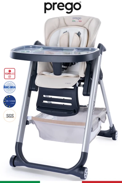 Prego Cappi Yükseklik Kademeli Sırt Kısmı Yatabilir Mama Sandalyesi ürün görseli 1