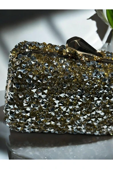 ​​​Kare Taşlı Abiye El Çantası 930190 - Resim 8