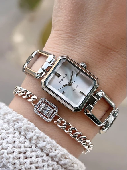 Ferrucci Vintage Mini Çelik Kordon 2 Yıl Garantili Yeni Sezon 30 Mt Suya Dayanıklı Kadın Kol Saati B.03603.3 ürün görseli