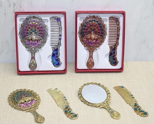 Tavuskuşu Ayna Ve Tarak Seti Küçük Boy Alk4989 ürün görseli 1