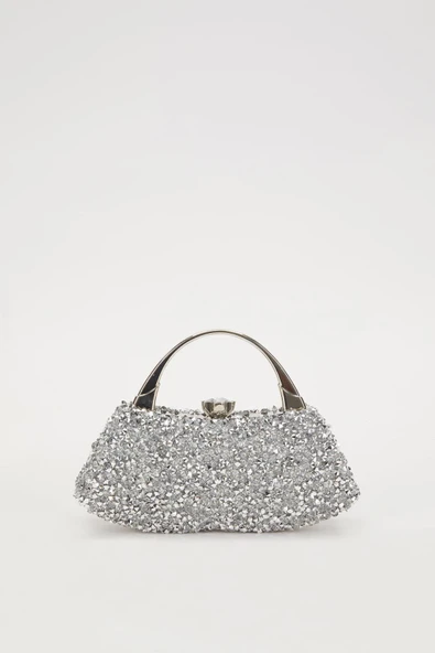 Mini Gümüş Taşlı Abiye El Çantası 930184 ürün görseli