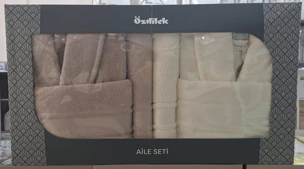 Özdilek Colourist Bej-Krem Aile Seti / Bornoz Takımı %100 Pamuk Beden L-XL ürün görseli 1