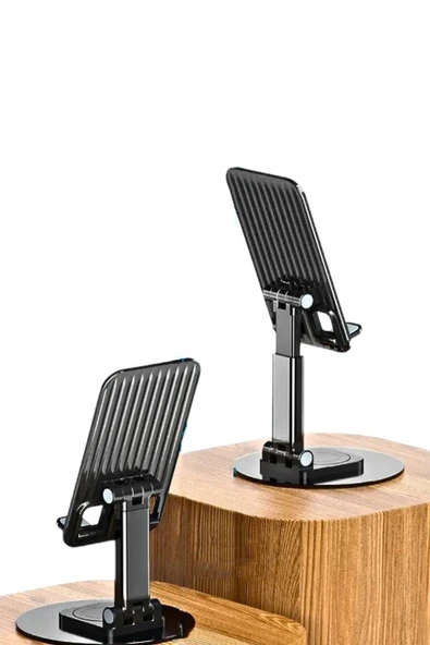 Vos Versa Telefon ile Tablet Standı Masaüstü Kaymaz Metal Kasalı 360 Derece Dönebilir ve Katlanabilir VK1013 - Resim 2